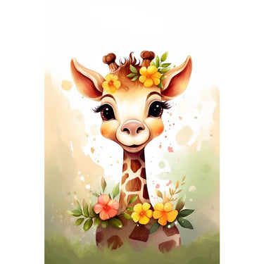 Giraffe with Flower Crown Painting